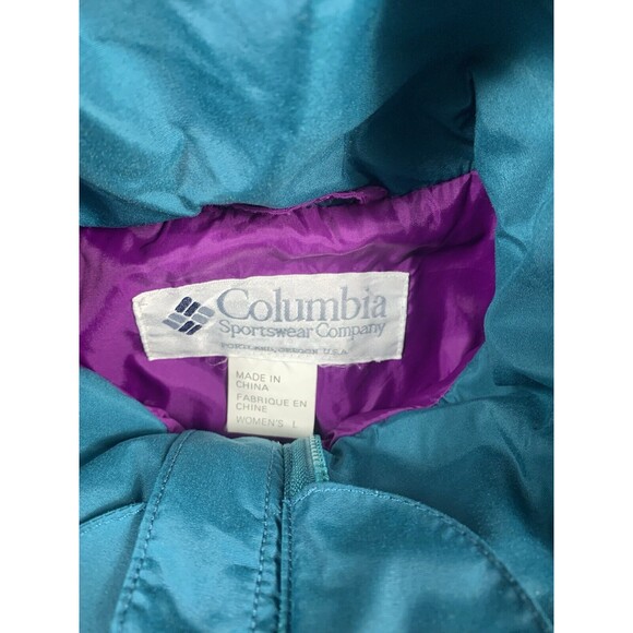 Vintage Columbia Whirlibird Ski Jacket Women’s Large Teal Green Radial Sleeve - Picture 3 of 9